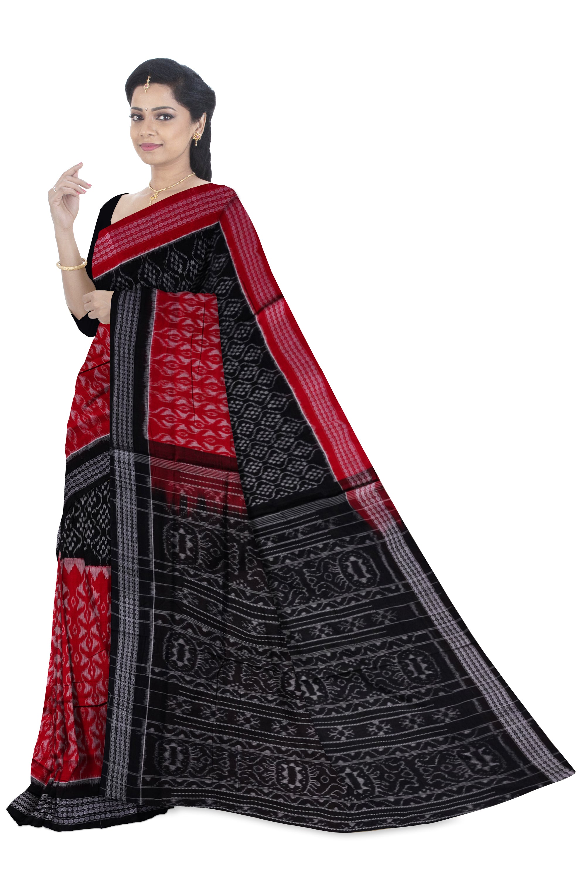 Small pasapali with ikat pattern half design Sambalpuri cotton saree i