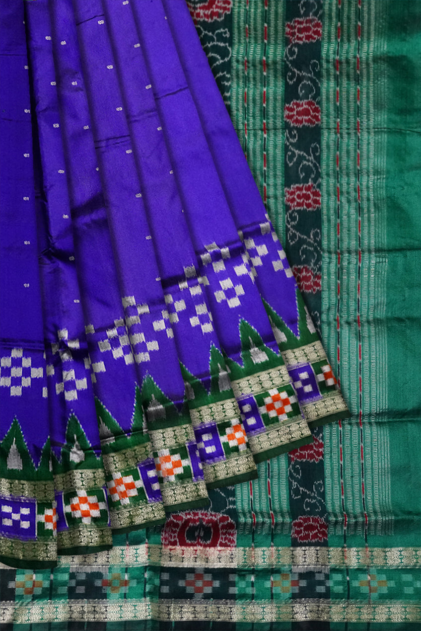 Traditional dhadi pasapali pattern pata saree in Purple & Green color . - Koshali Arts & Crafts Enterprise