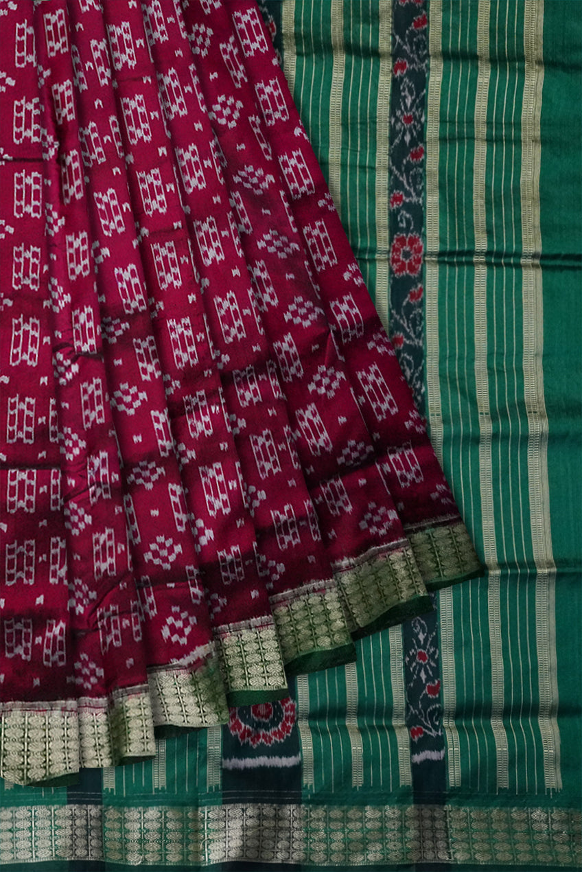 New bandha pere pere sambalpuri pata saree in maroon