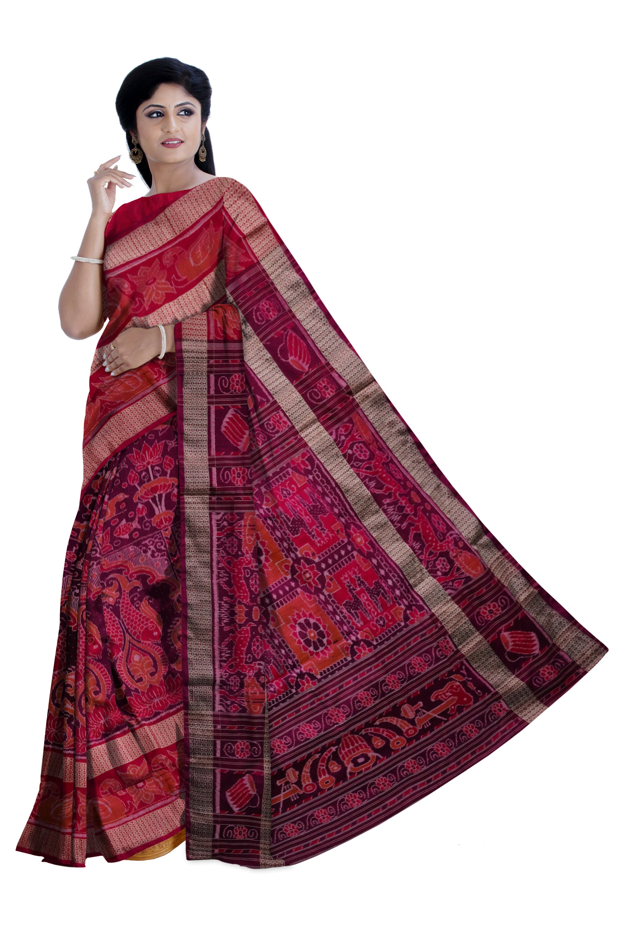 Light purple and red color wit big border and full body bandha ...