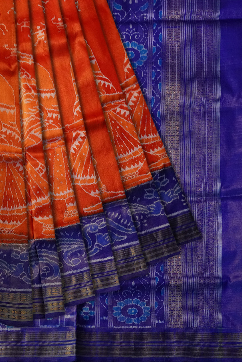 Juss Apparels Women's sambalpuri Handloom cotton saree of Odisha| Sambalpuri  Silk Saree (Sky Blue) - JUSS APPARELS