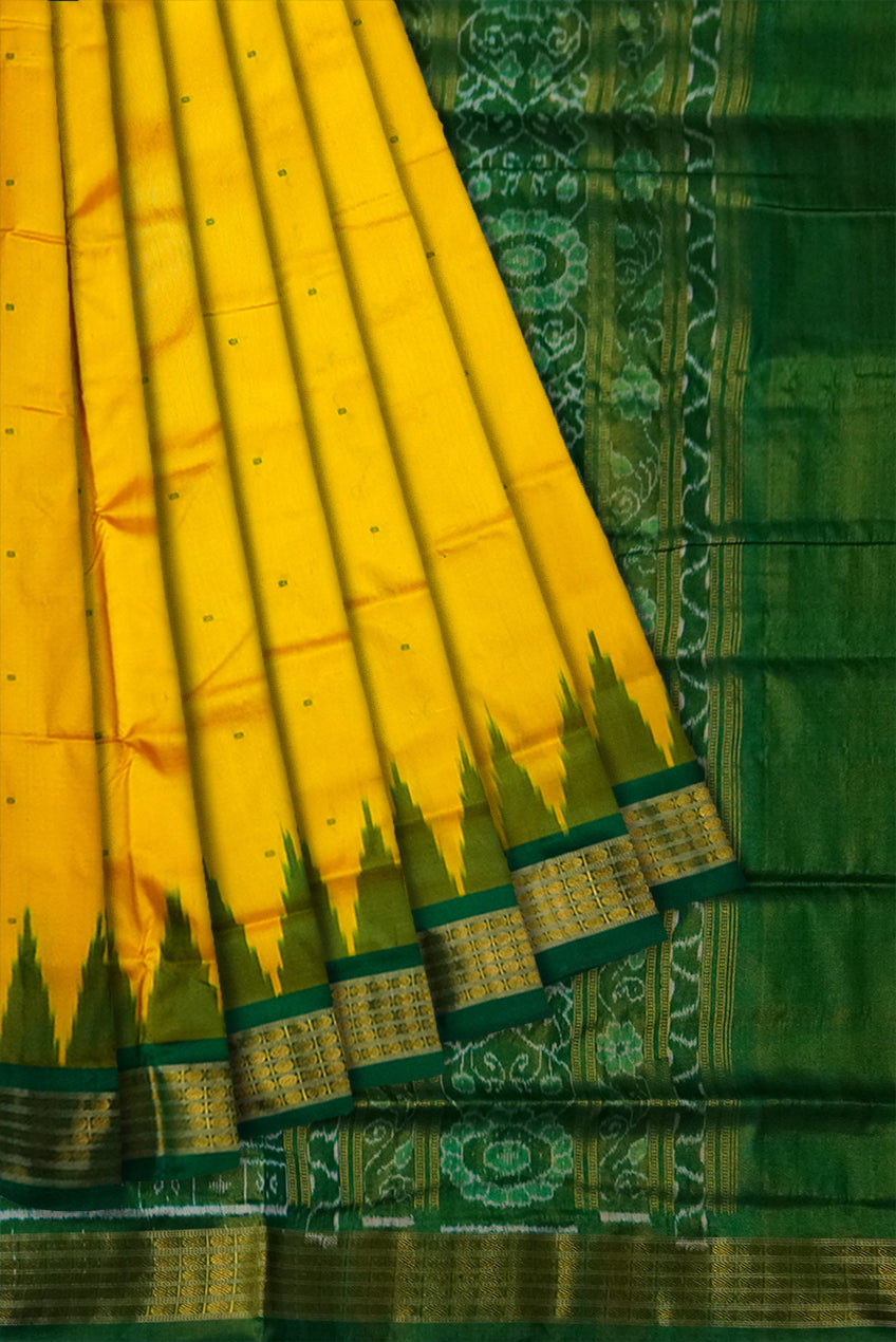 Yellow Sambalpuri silk saree