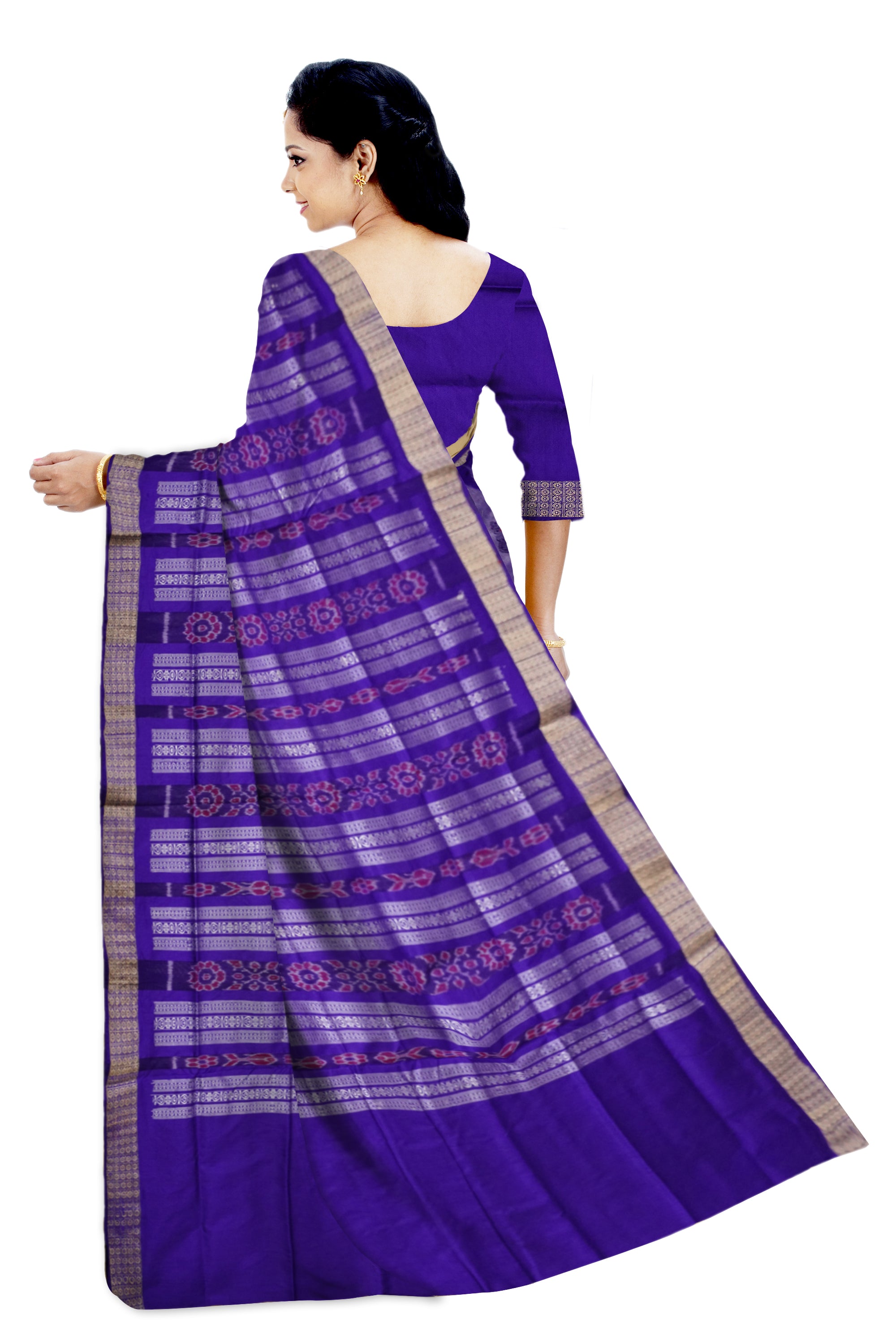 Silver and Purple Padma pata saree, versatile for all occasions. - Koshali Arts & Crafts Enterprise