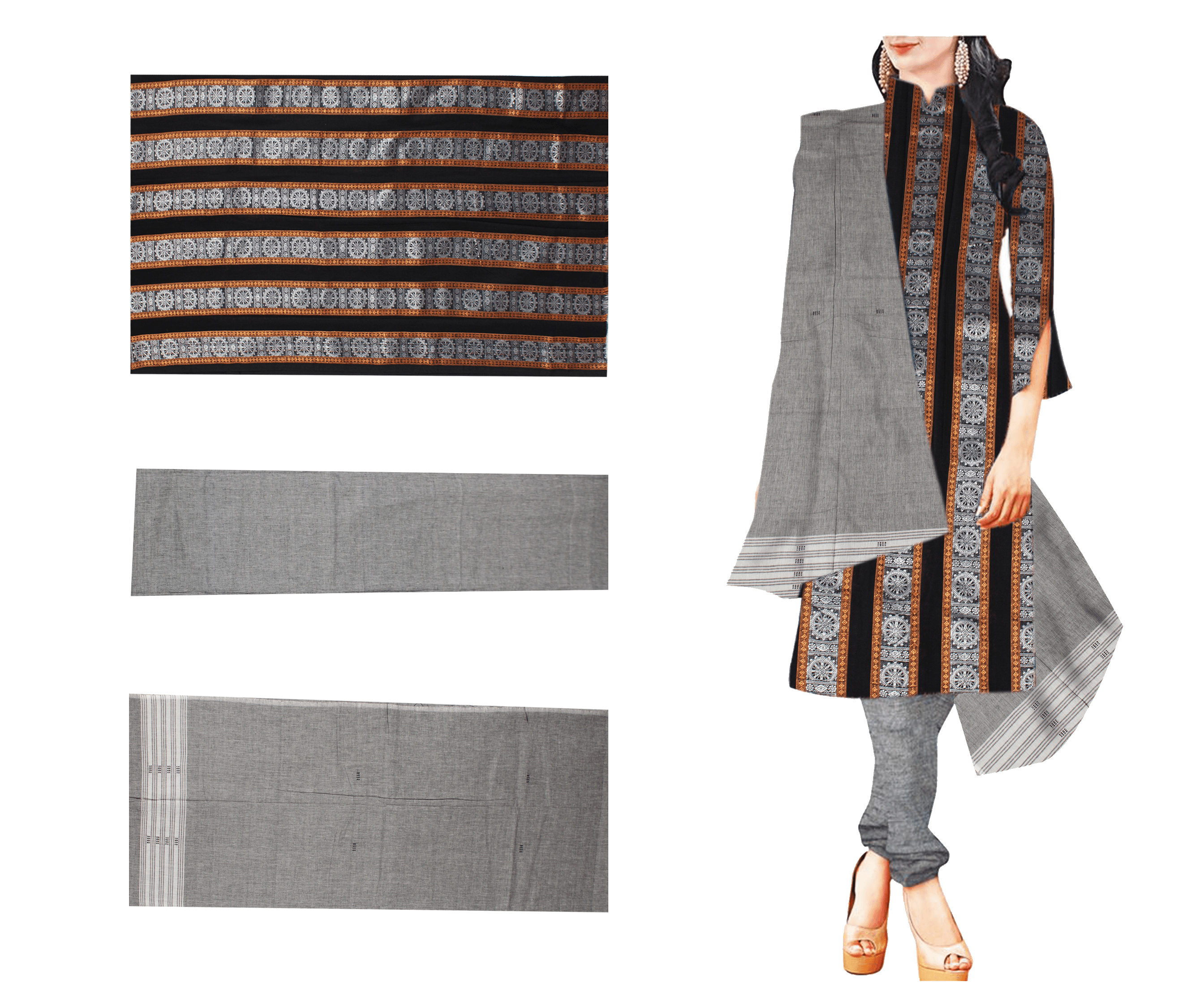 Black Ikkat Sambalpuri Cotton Dress Material | C141300213 – Priyadarshini  Handloom