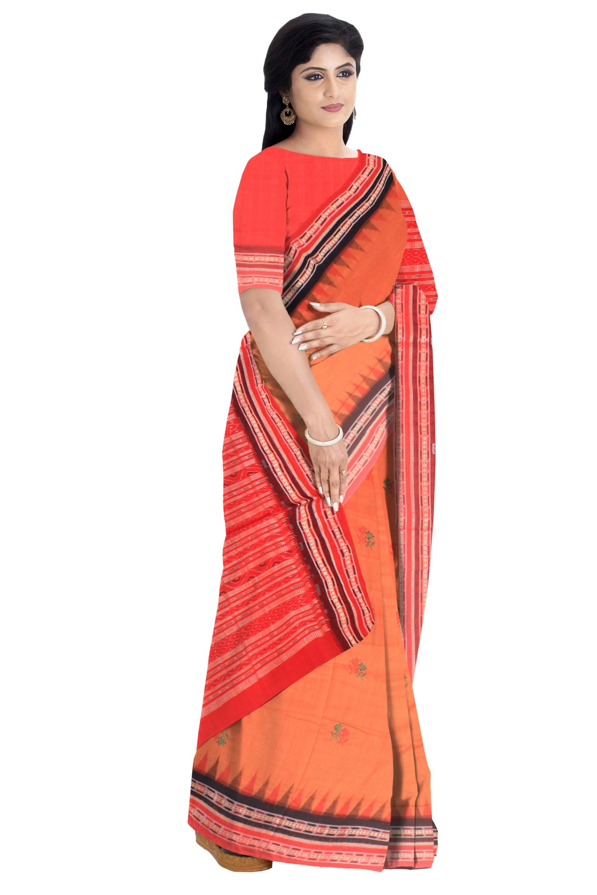 Latest  design Light brown colour Sambalpuri cotton  saree with blouse piece. - Koshali Arts & Crafts Enterprise