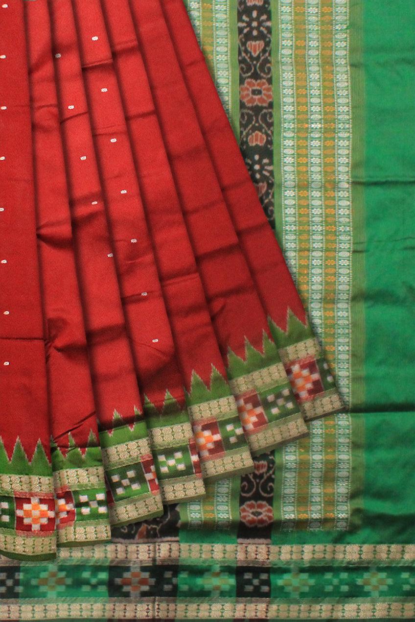 Red Colour Sambalpuri Handloom Pure Silk Saree - Sambalpuri Handloom Item