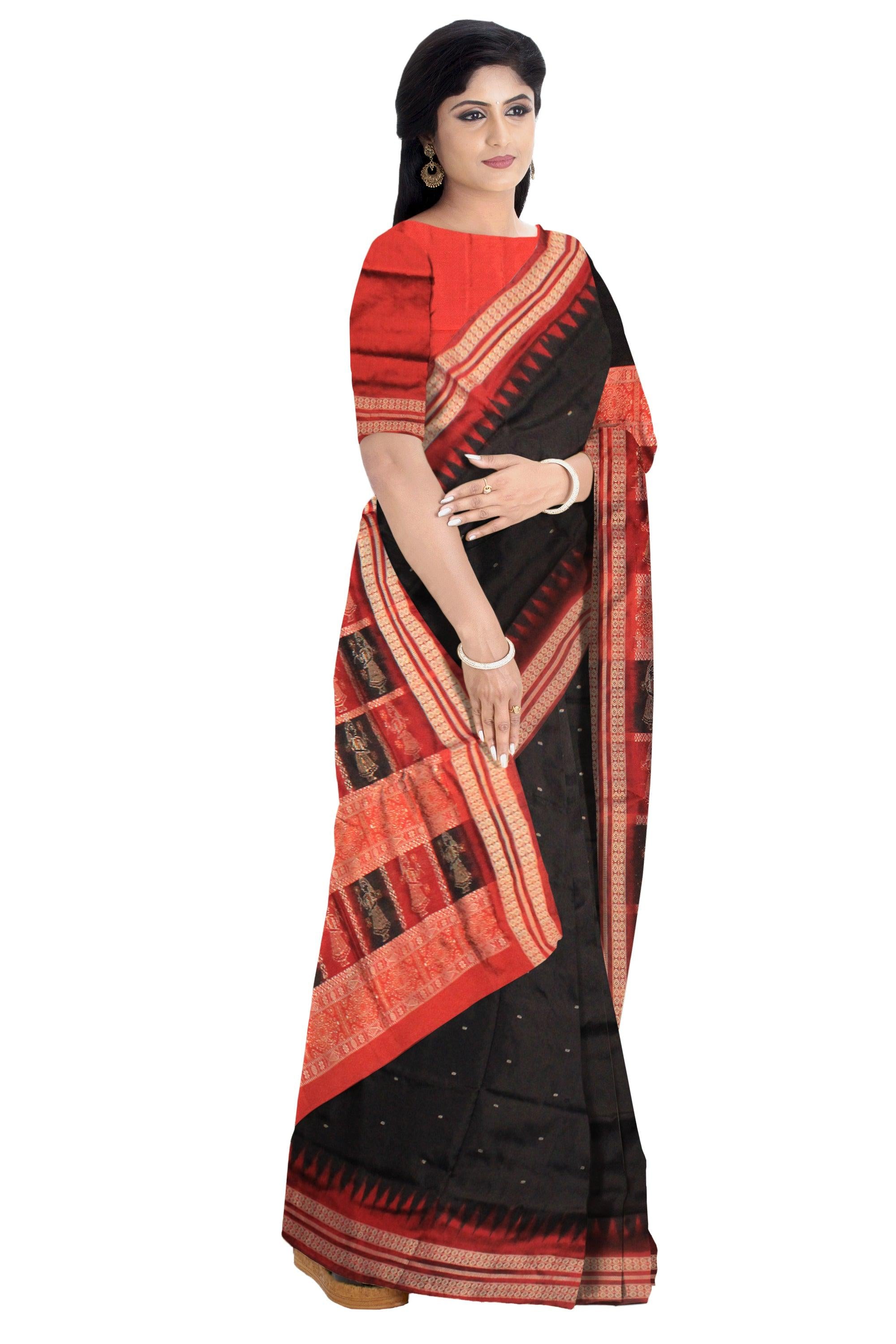 Sambalpuri patli design pata saree is Yellow & Maroon