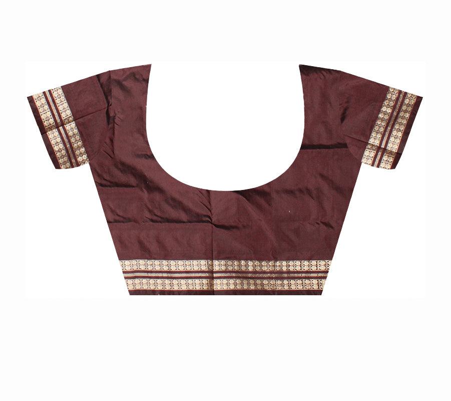 Sambalpuri Pata Saree in Maroon  and Silver Color with Pasapali design. - Koshali Arts & Crafts Enterprise