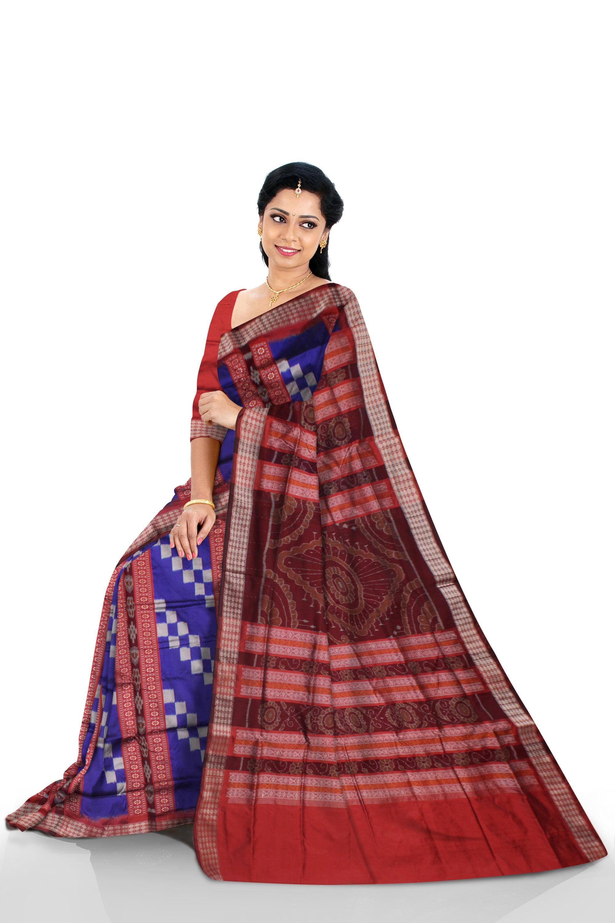 LATEST DESIGN PURPLE AND MAROON COLOR  SAPTA PATTERN PATA SAREE,COMES WITH MATCHING BLOUSE PIECE. - Koshali Arts & Crafts Enterprise