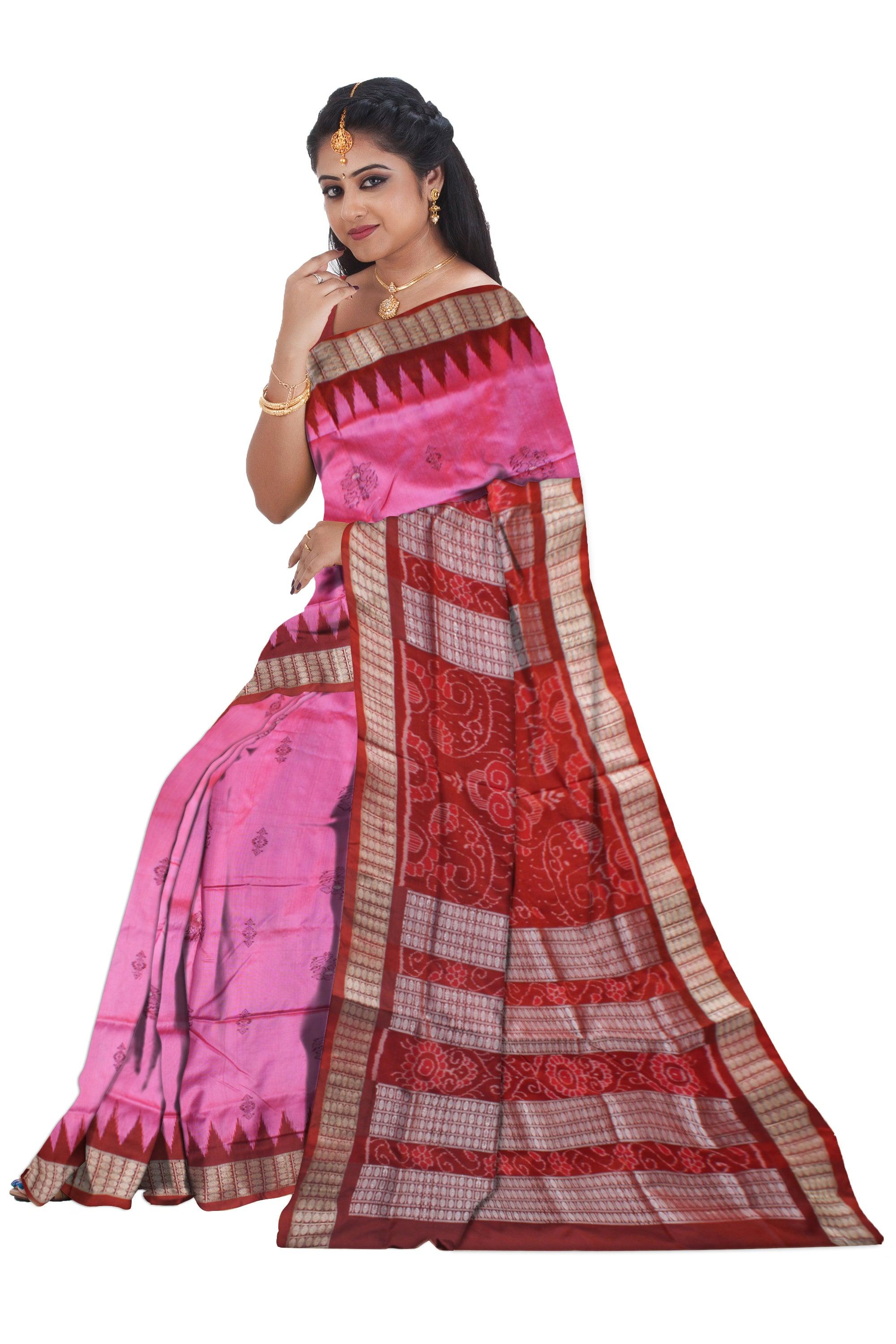 PINK AND MAROON COLOR PADMA PATA SAREE, WITH BLOUSE PIECE. - Koshali Arts & Crafts Enterprise