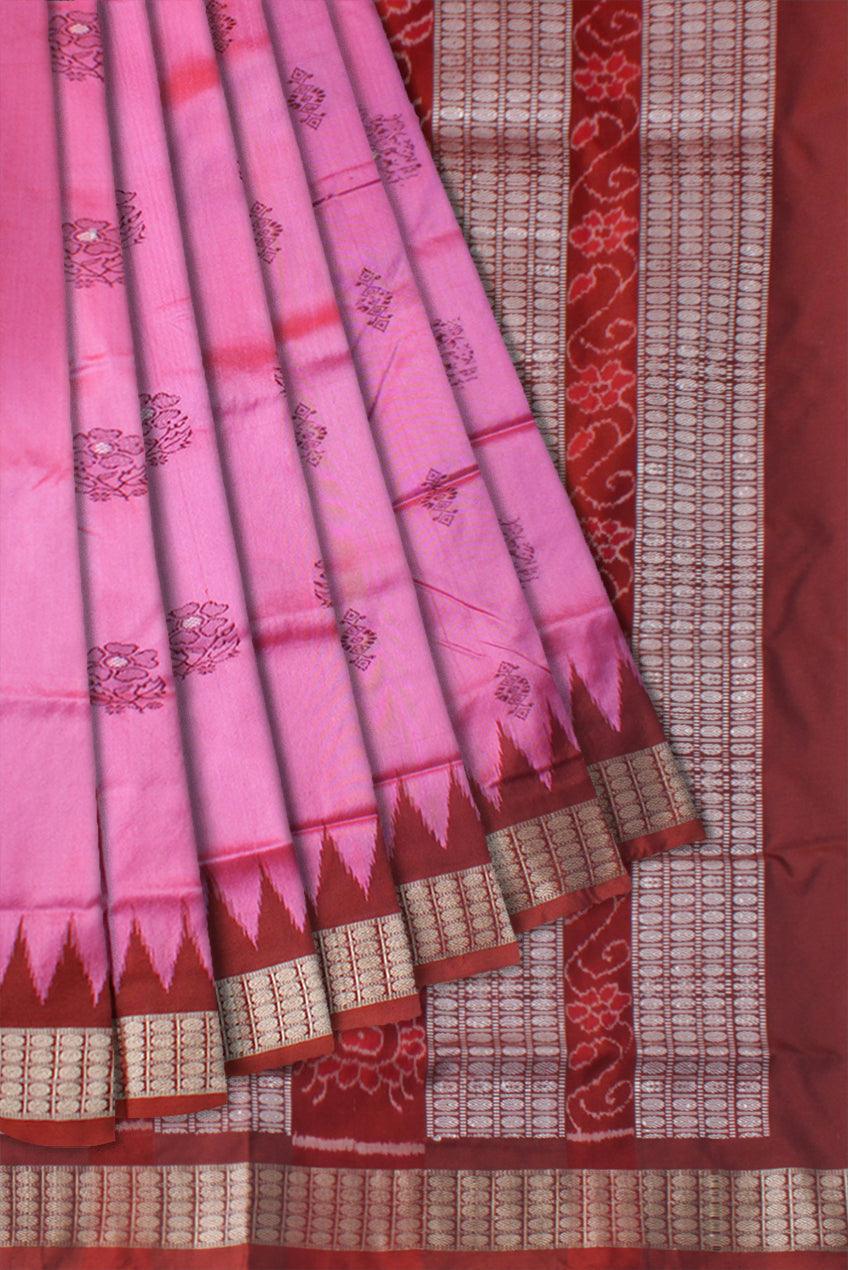 PINK AND MAROON COLOR PADMA PATA SAREE, WITH BLOUSE PIECE. - Koshali Arts & Crafts Enterprise