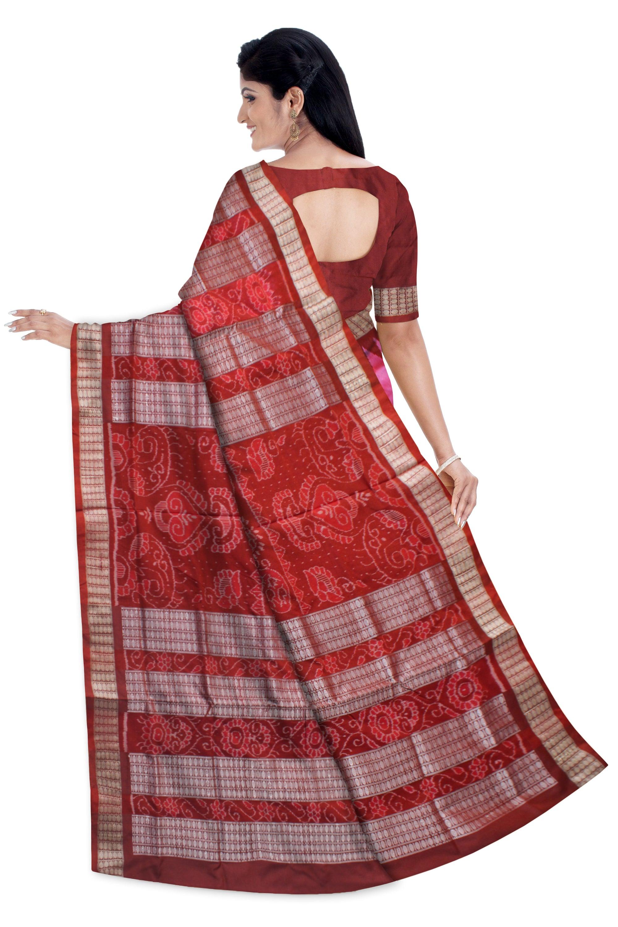 PINK AND MAROON COLOR PADMA PATA SAREE, WITH BLOUSE PIECE. - Koshali Arts & Crafts Enterprise