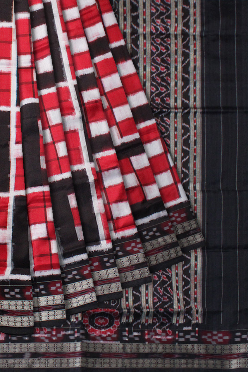 Red black pasapalli cotton handloom sambalpuri saree – GoCoop