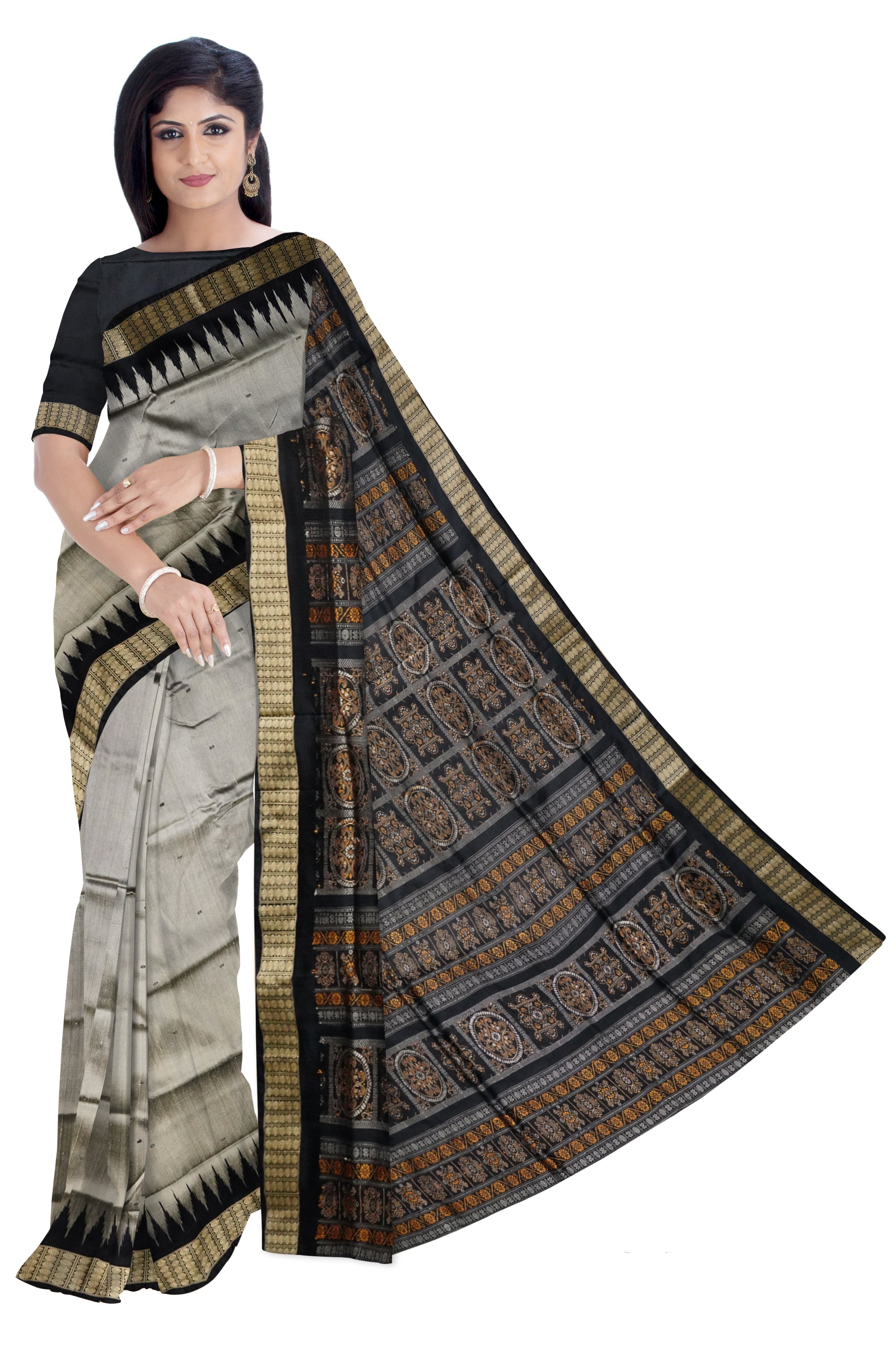 Kalyani cotton maroon plain body with black border silver zari saree