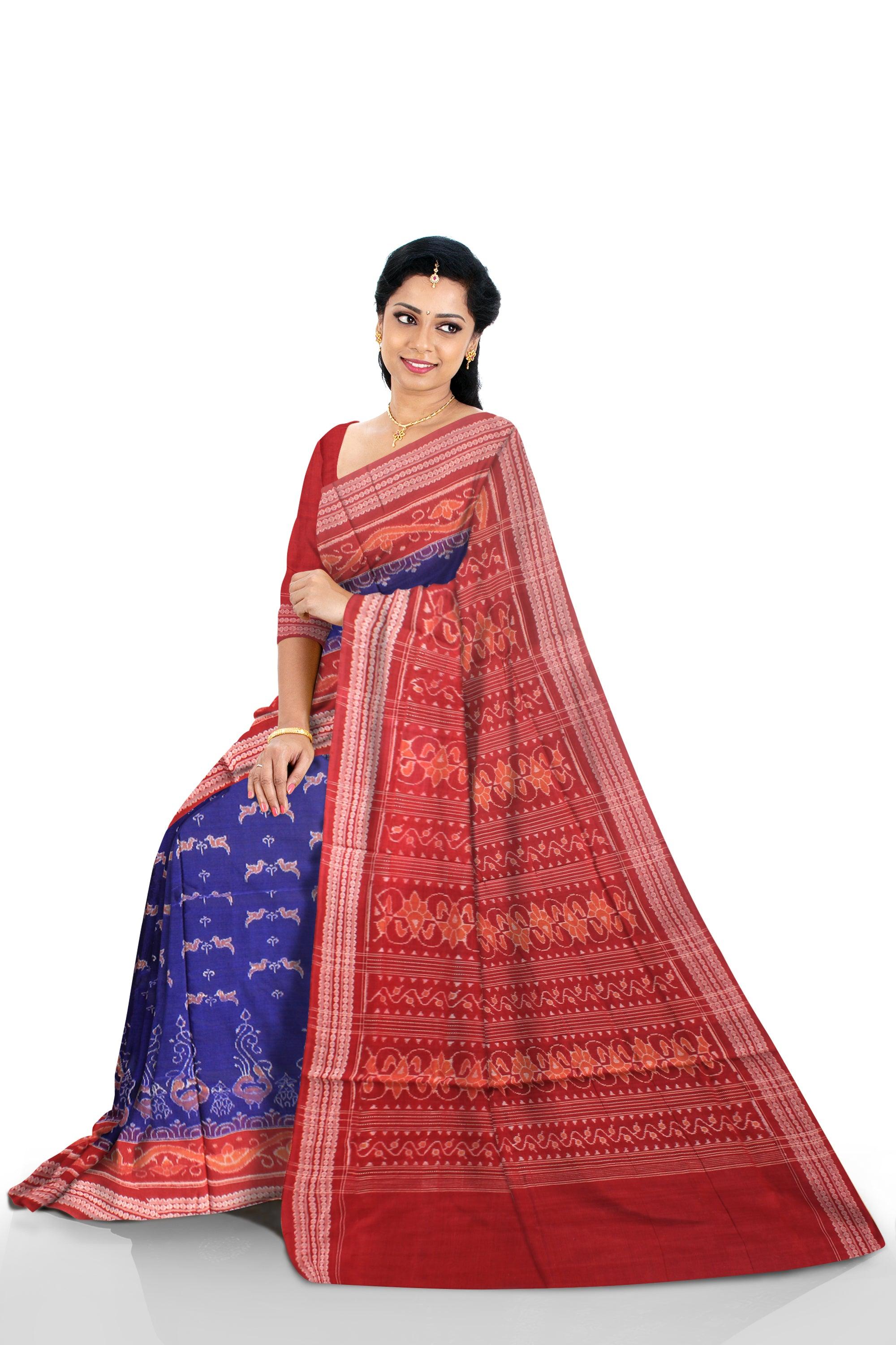 Buy SWIFFIN Designer Cotton Silk Paithani Navy Blue-Red Saree For  Women/Women Saree With Unstitched Blouse- PAITHANI-NAVY BLUE-RED Online at  Best Prices in India - JioMart.