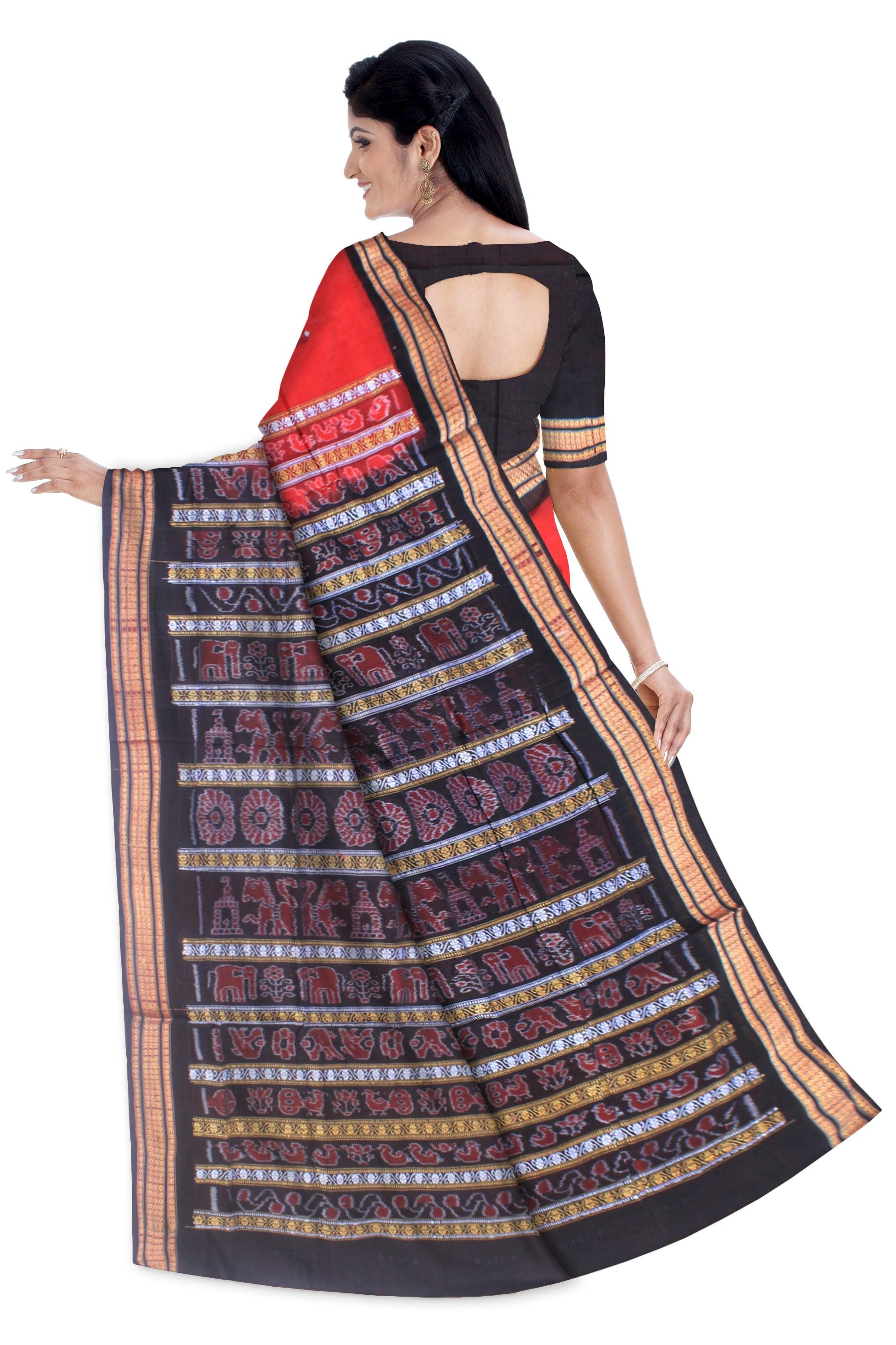 Buy Sambalpuri Fab Handloom Orange, Maroon Woven Design Cotton Saree (Free  Size) Online at Best Prices in India - JioMart.