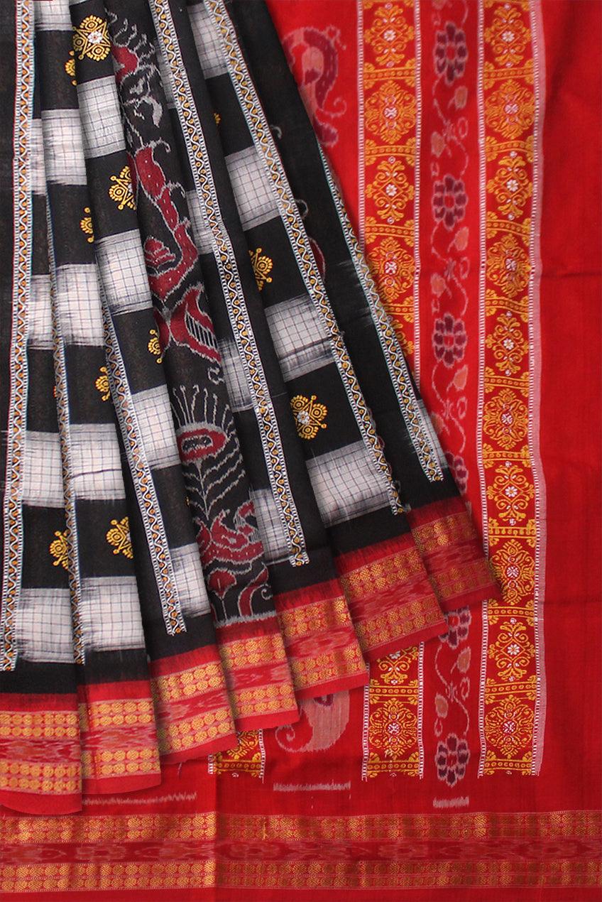 Mercerized Cotton Handloom Double Ikat Designer Sambalpuri Saree – Essence  of India
