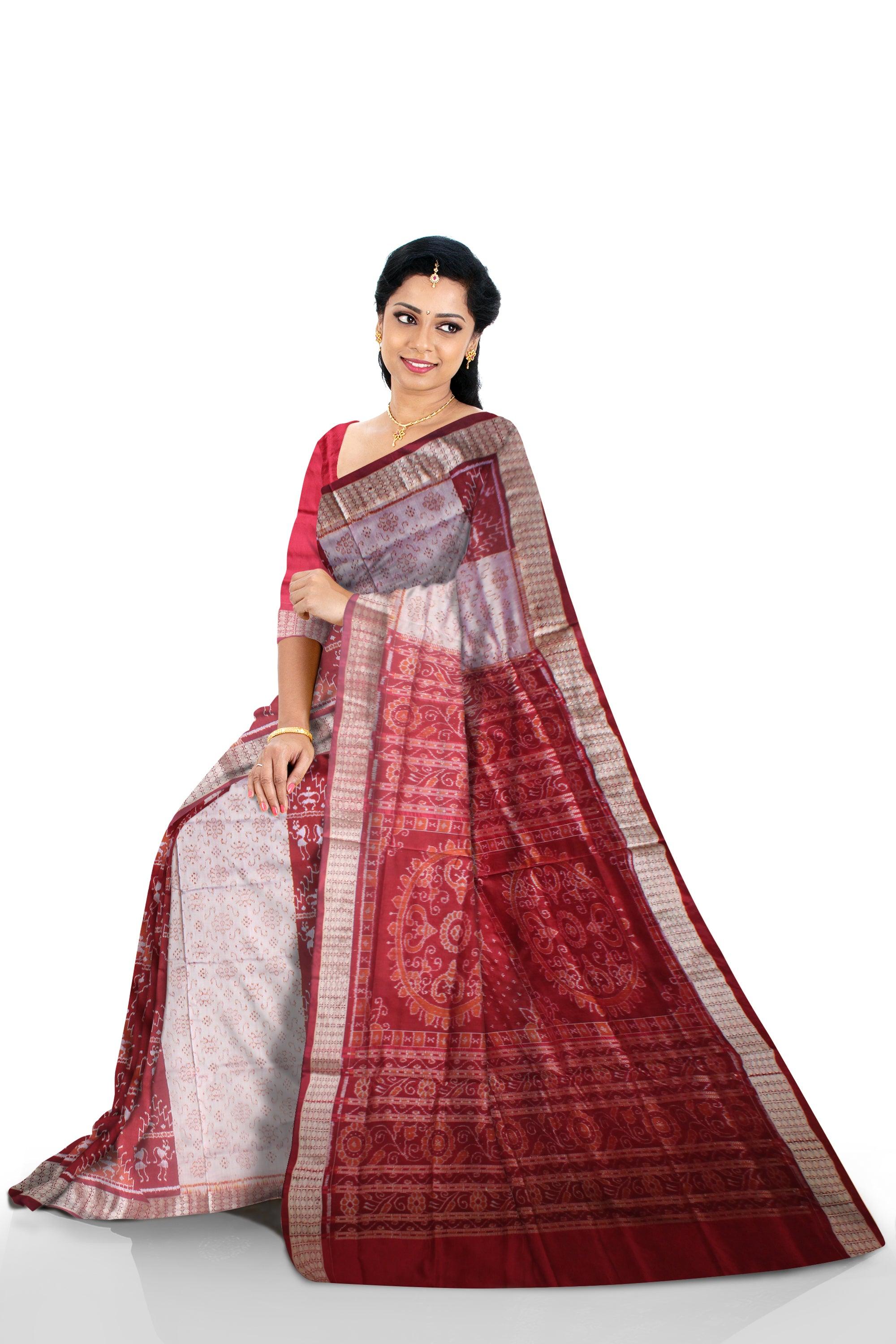 LATEST NEW TERRACOTTA BASED PATA SAREE IN  GREY, MAROON AND ROSE COLOR AVAILABLE WITH BLOUSE  PIECE. - Koshali Arts & Crafts Enterprise