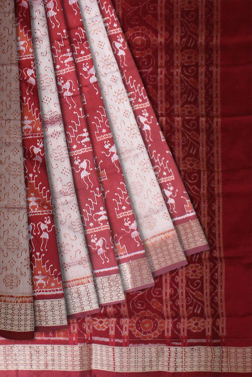 LATEST NEW TERRACOTTA BASED PATA SAREE IN  GREY, MAROON AND ROSE COLOR AVAILABLE WITH BLOUSE  PIECE. - Koshali Arts & Crafts Enterprise