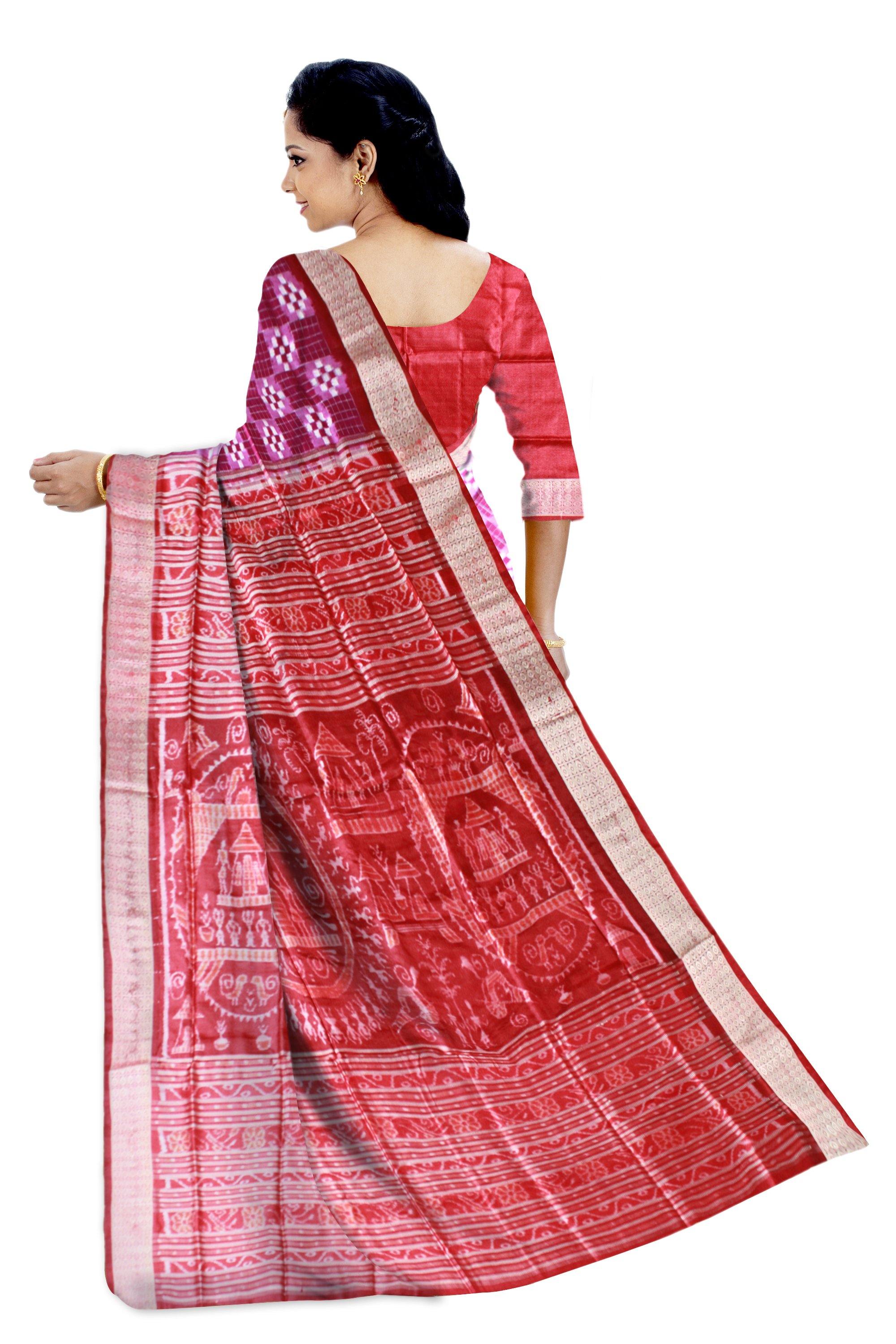 Authentic pata saree in Violet color and sapta print body available piece - Koshali Arts & Crafts Enterprise